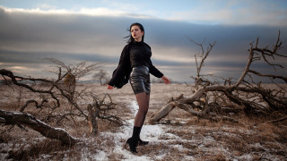 Woman black top silver shorts 2 - dead free wallpaper