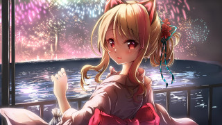 Girl fireworks kimono anime blush - firework free wallpaper for desktop