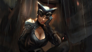 Catwoman goggles gun rain dark - stanley artgerm lau free wallpaper for desktop