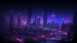 Futuristic city neon night cyberpunk - cyberpunk city free wallpaper