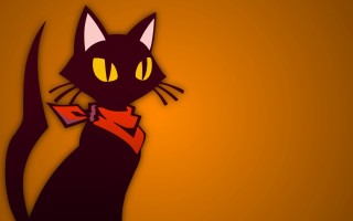 Black cat yellow eyes red - a red bow tie free wallpaper