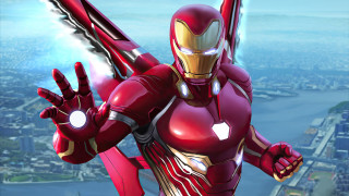Ironman flying over city panfuturism - marvel free wallpaper