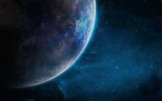 Space scene blue planet stars - a distant star in the foreground free wallpaper for desktop
