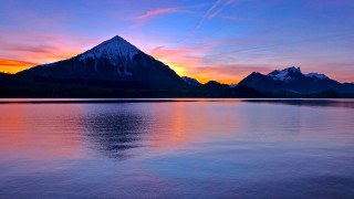 Mountain reflection sunset colorful sky 6 - a colorful sky above free wallpaper