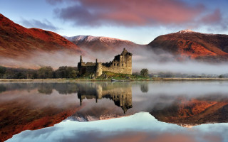 Castle lake mountains boat gothic - david paton free wallpaper