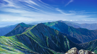 Mountain range blue sky clouds 2 - murata range free wallpaper
