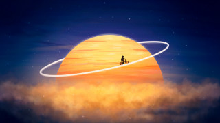 Sky surfing astronaut ring sunset - in the sky free wallpaper