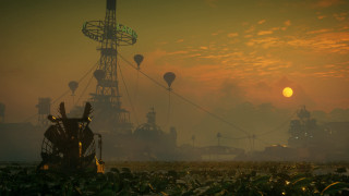 Tower hotairballoons sunset crops trees - solarpunk free wallpaper for desktop