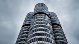 Tall building sky clouds clock - the side of the building free wallpaper