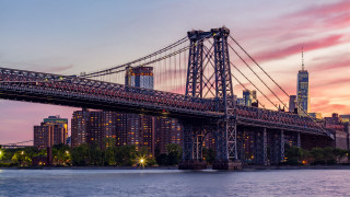 Bridge river city sunset clouds - a bridge over a river free wallpaper