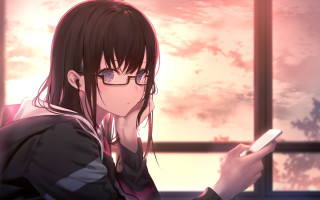 Girl glasses cellphone hudson urban - her cell phone free wallpaper