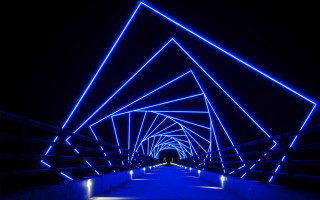Blue tunnel kinetic art night - bruce munro free wallpaper