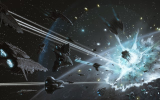 Space station spaceships explosions aurora - space free wallpaper for desktop