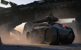 Futuristic vehicle foggy city robot - a giant robot free wallpaper