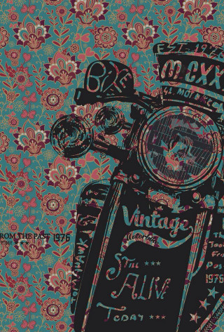 Motorcycle floral background vintage advertisement - free aesthetic wallpaper for mobile