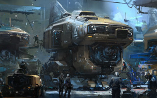 Sci fi city vehicle mecha - craig mullins free wallpaper for desktop