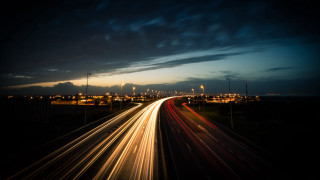 Highway night cityscape motionblur bridge - the road free wallpaper