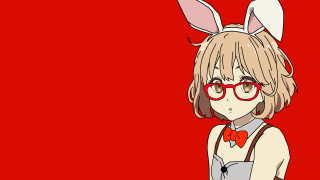 Girl bunny ears glasses red - computer art free wallpaper for desktop