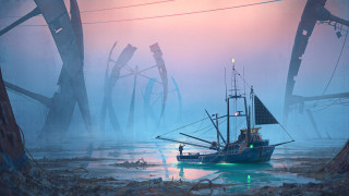 Boat forest dusk debris solarpunk - solarpunk free wallpaper for desktop