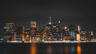 City skyline night lights river - city free wallpaper