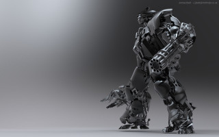 Robot dog mecha joints monochrome - deconstructivism free wallpaper