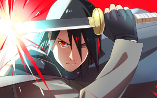 Man sword red background anime - a red background behind free wallpaper