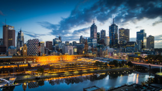 City skyline river bridge night 16 - track free wallpaper