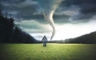 Tornado field man beach cloud - stormy weather free wallpaper