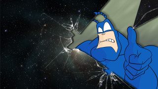 Cartoon character broken glass window - a broken window free wallpaper