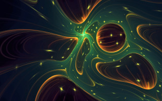 Green yellow flower space art - a green center free wallpaper