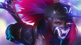 Akali cyberpunk baseballcap purplehair yelloweyes - a baseball cap free wallpaper for desktop