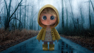 Little girl yellow jacket woods - pixar style free wallpaper