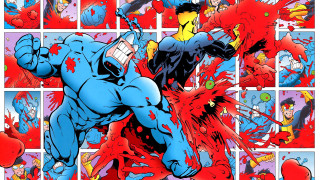 Comic book page blue suit - paint free wallpaper