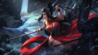 Woman red dress sword demon 2 - bayard wu free wallpaper
