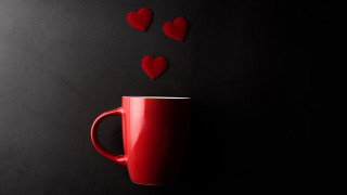 Red coffee cup hearts romantic - a black wall behind free wallpaper