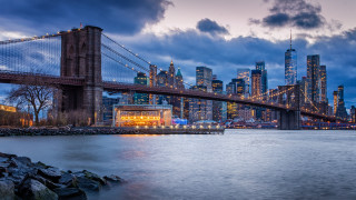 City skyline bridge lights water - a bridge and a body of water free wallpaper