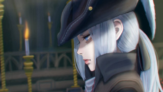 Woman white hair hat black - somber free wallpaper