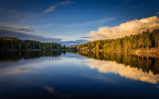 Lake trees clouds sunset city - arvid nyholm free wallpaper