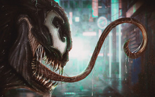 Strange creature long neck neon - large tooth free wallpaper