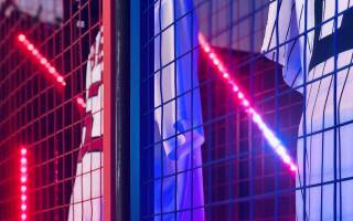 Red blue lights wall window - a wall next free wallpaper