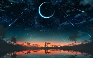 Man lake night sky stars - night sky free wallpaper