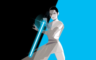 Woman white dress lightsaber blue 2 - a blue background behind her free wallpaper