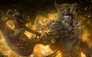 Demon horned warrior fire embers - a costume free wallpaper