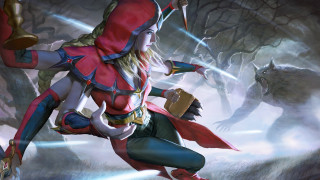Woman red hood sword box - altermodern free wallpaper for desktop