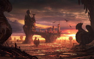 Futuristic city giant structure night - anato finnstark free wallpaper