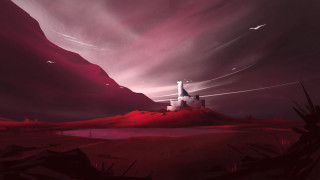 Castle mountain bird red sky - edward hopper and james gilleard free wallpaper