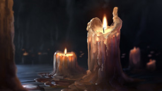 Candles reflection fantasy art fire - the dark background free wallpaper