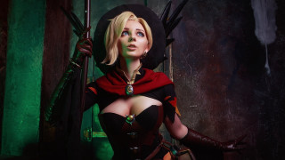 Cosplay renaissance woman sword green - a statue free wallpaper