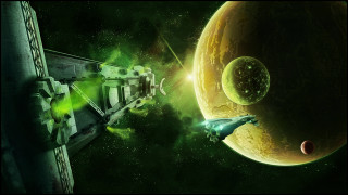 Space station green light yellow - a space station free wallpaper
