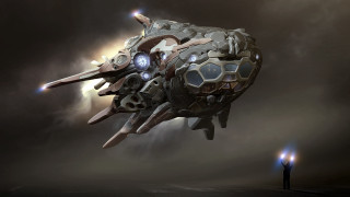 Man giant object sky light - star citizen halo free wallpaper